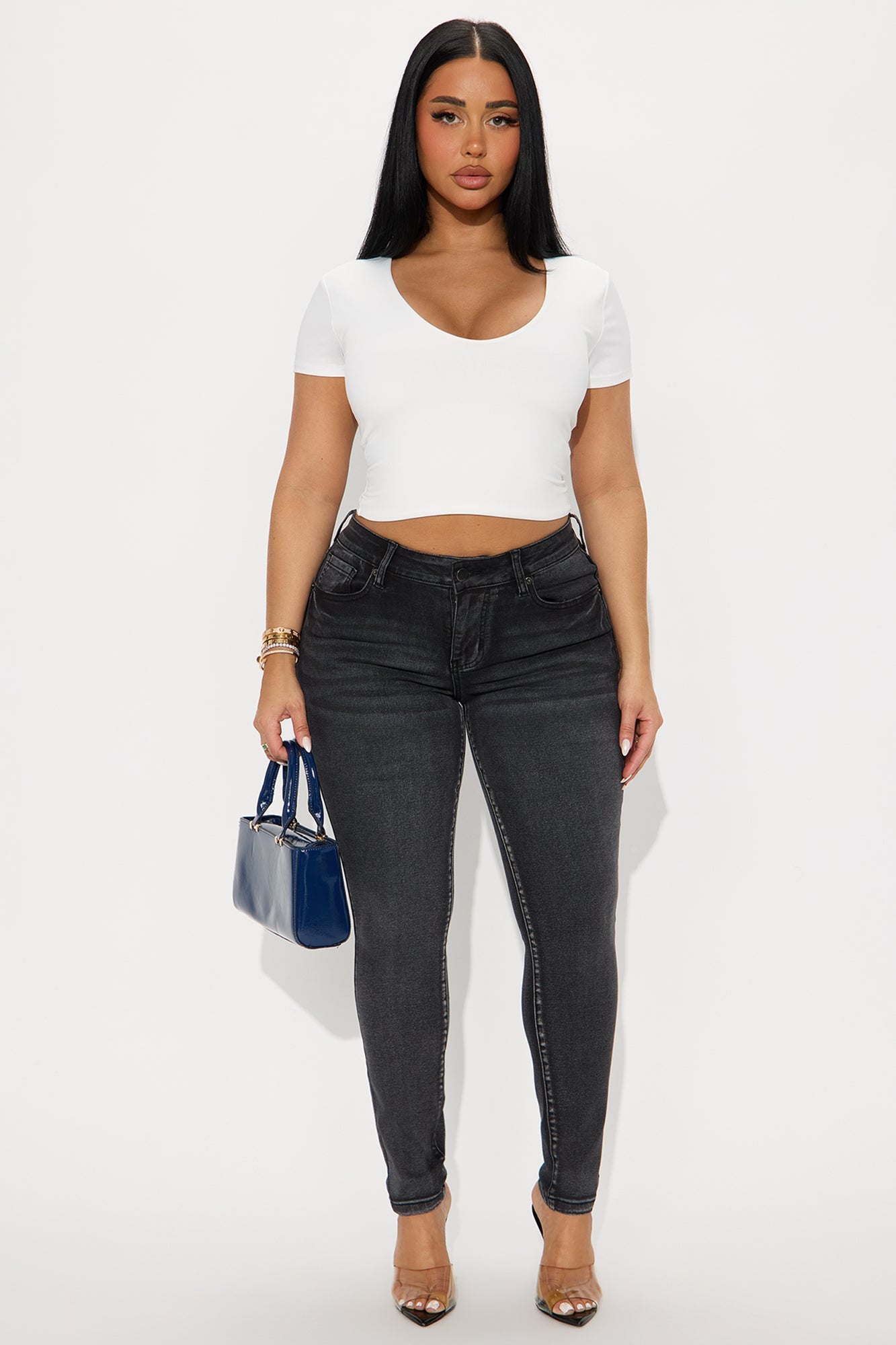 She's An Icon Curvy Stretch Skinny Jeans - Black Wash