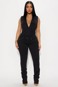 At The Venue Embellished Stacked Skinny Jeans - Black Wash