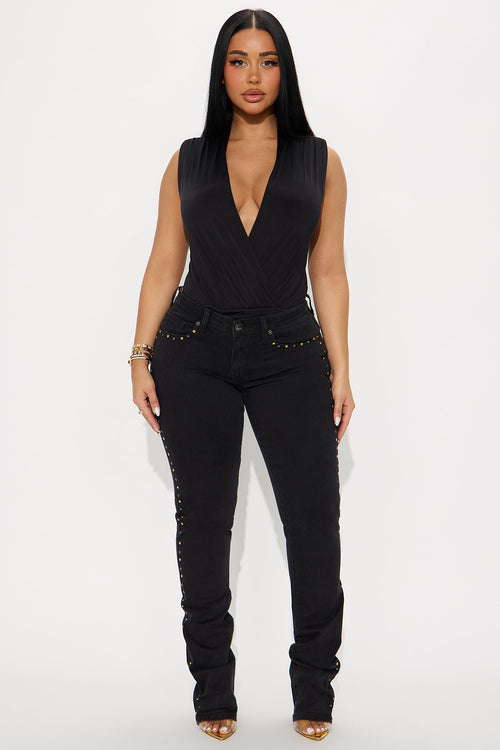 At The Venue Embellished Stacked Skinny Jeans - Black Wash