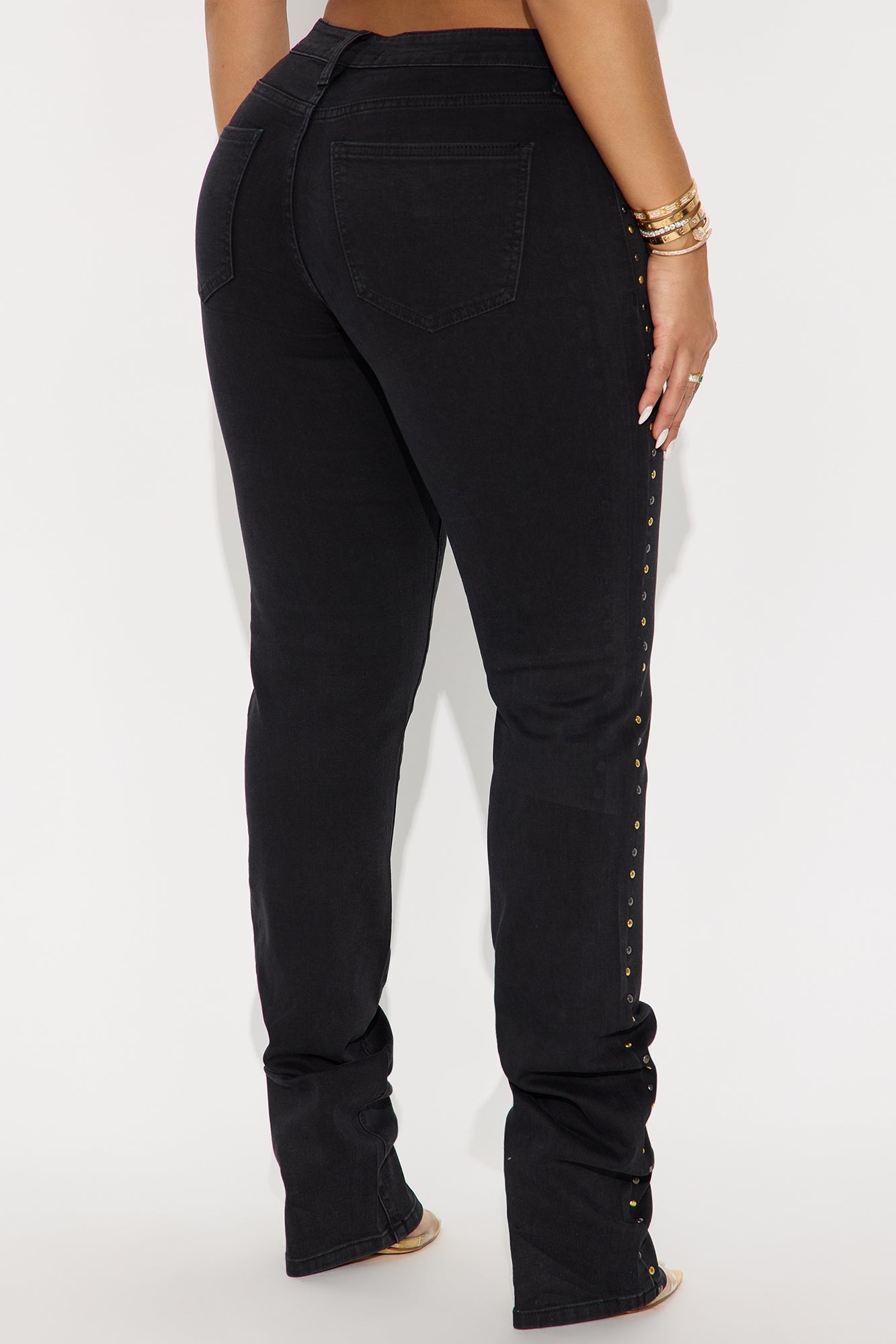 At The Venue Embellished Stacked Skinny Jeans - Black Wash