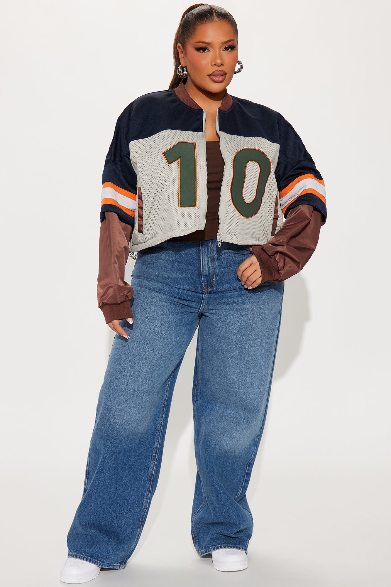 Carmela Racer Windbreaker Jacket - Navy/combo