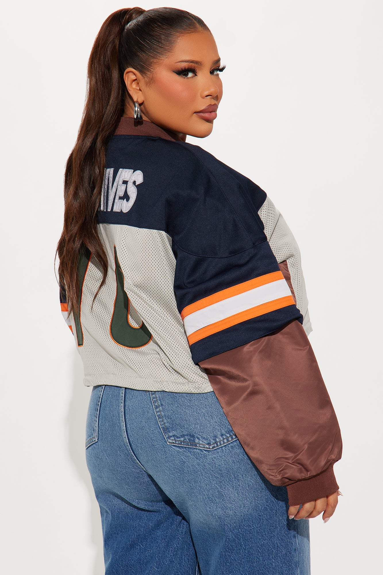 Carmela Racer Windbreaker Jacket - Navy/combo