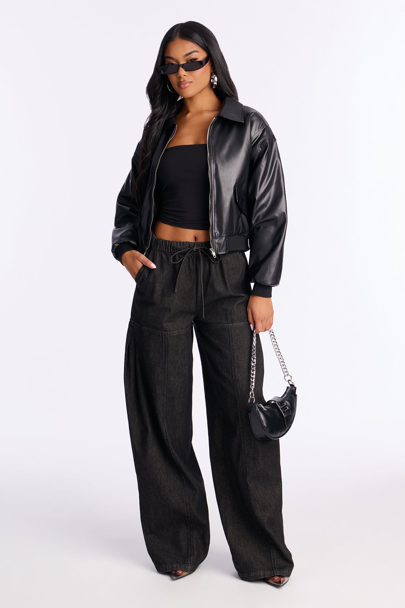 Brigantine Pull On Wide Leg Jeans - Black Wash