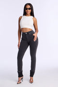 Unforgettable Cuffed Skinny Jeans - Black Wash