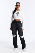 London Nights High Rise Straight Leg Jean - Black Wash