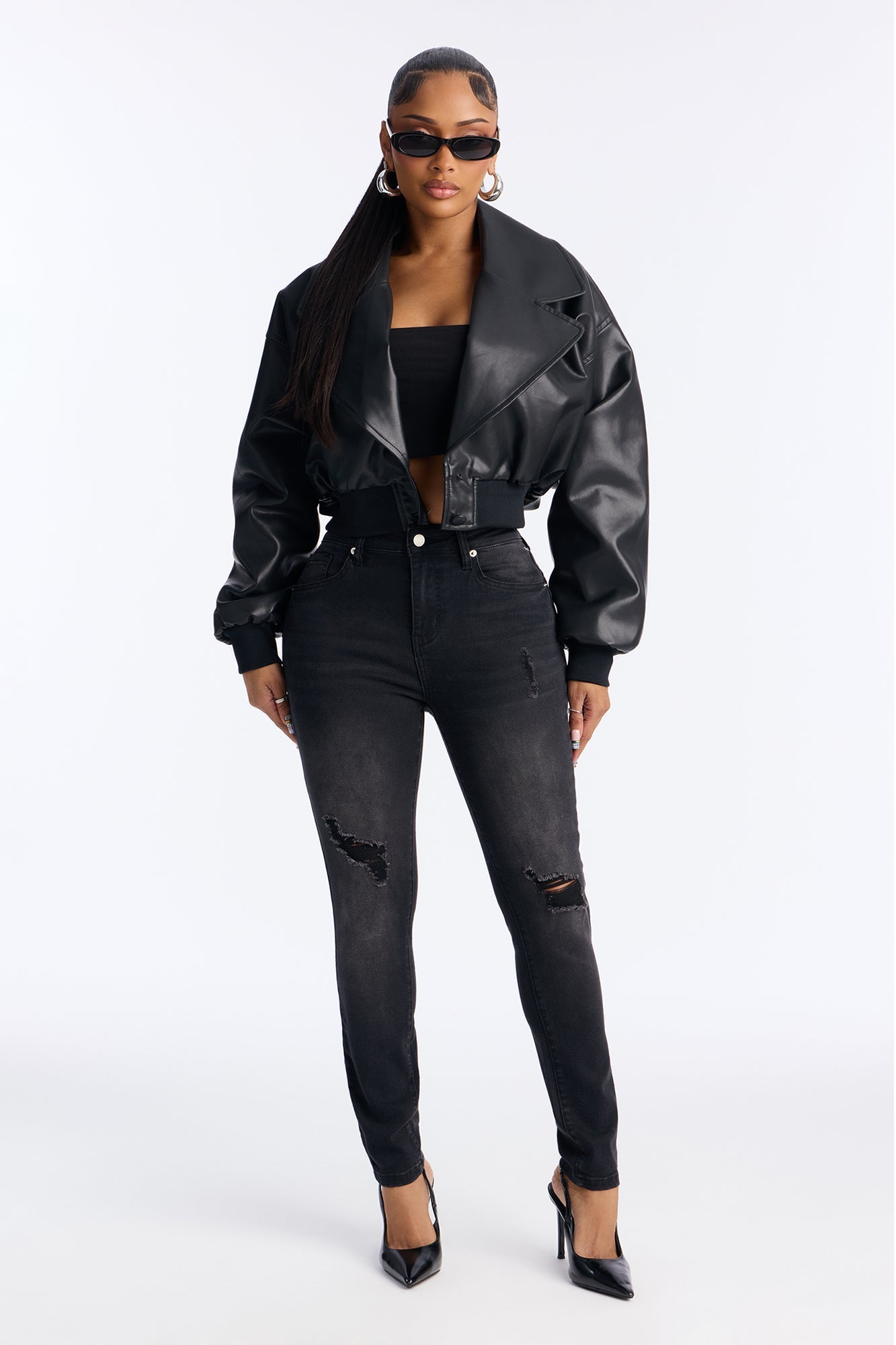 High Drive Ripped Skinny Jeans - Black Wash