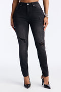 High Drive Ripped Skinny Jeans - Black Wash
