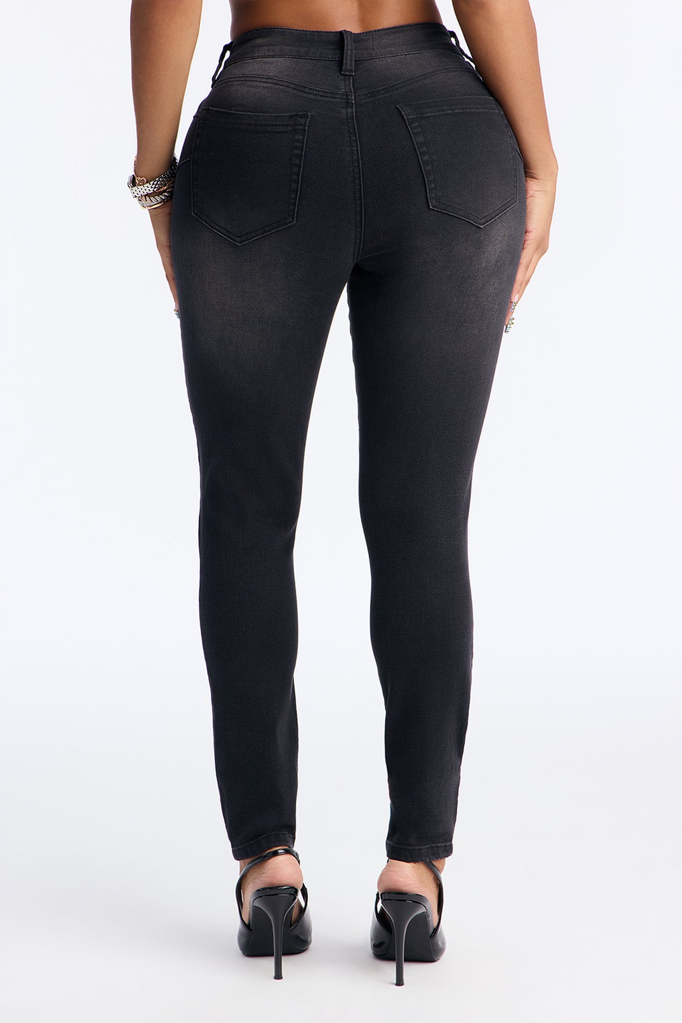 High Drive Ripped Skinny Jeans - Black Wash