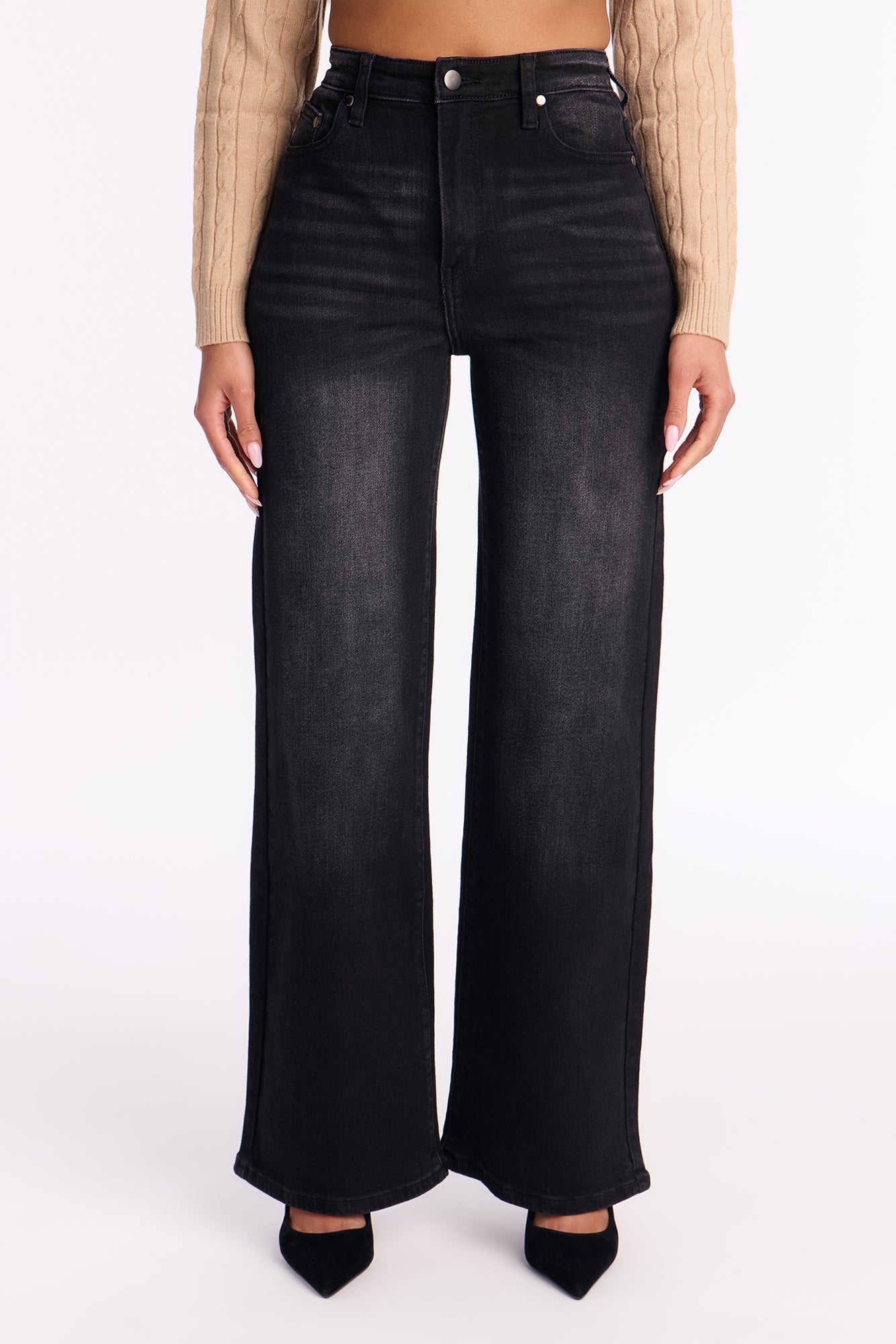 Petite Everyday Basic Straight Leg Denim Jeans - Black