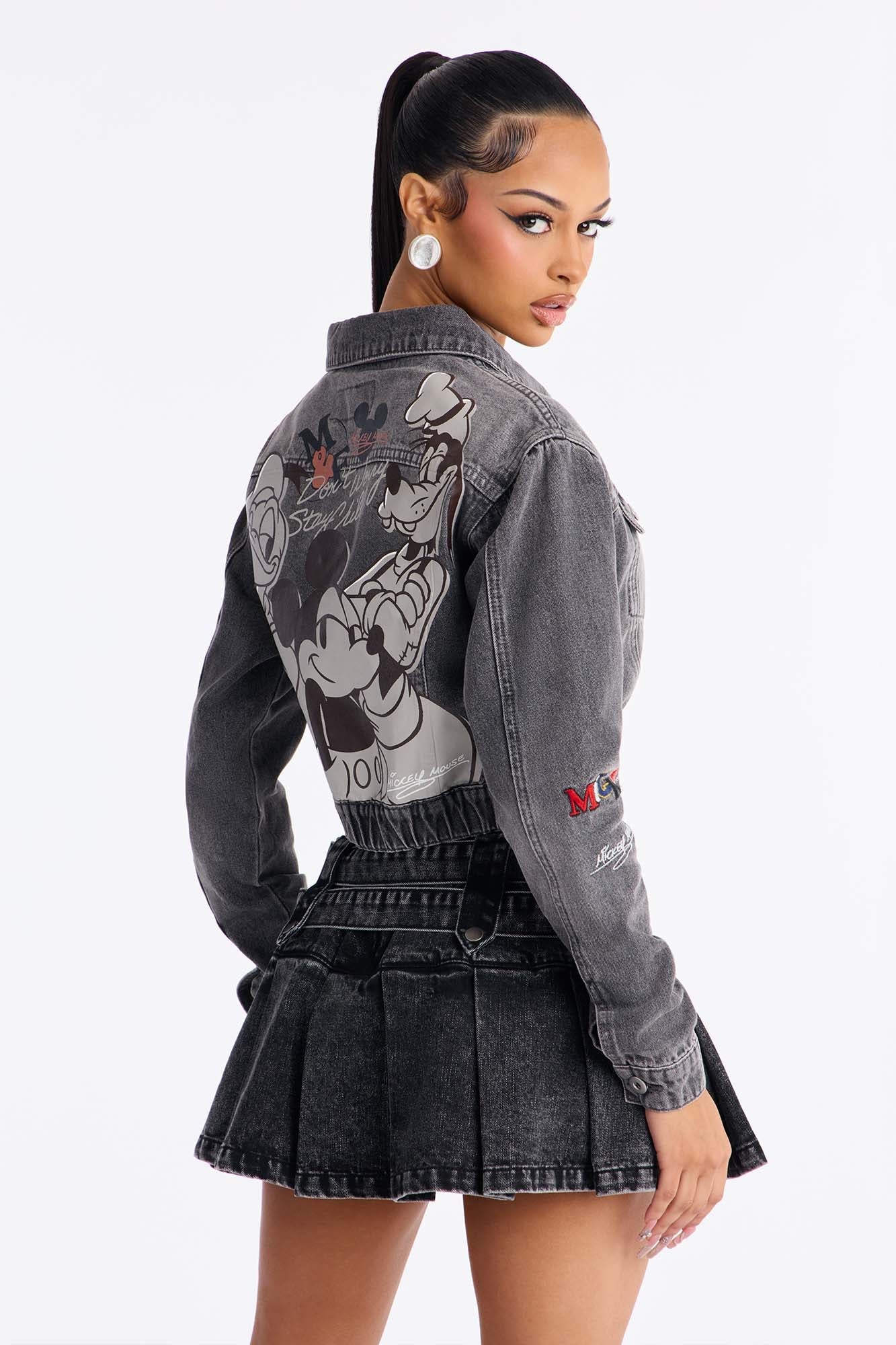 Mickey and Friends Embroidered Denim Jacket - Acid Wash