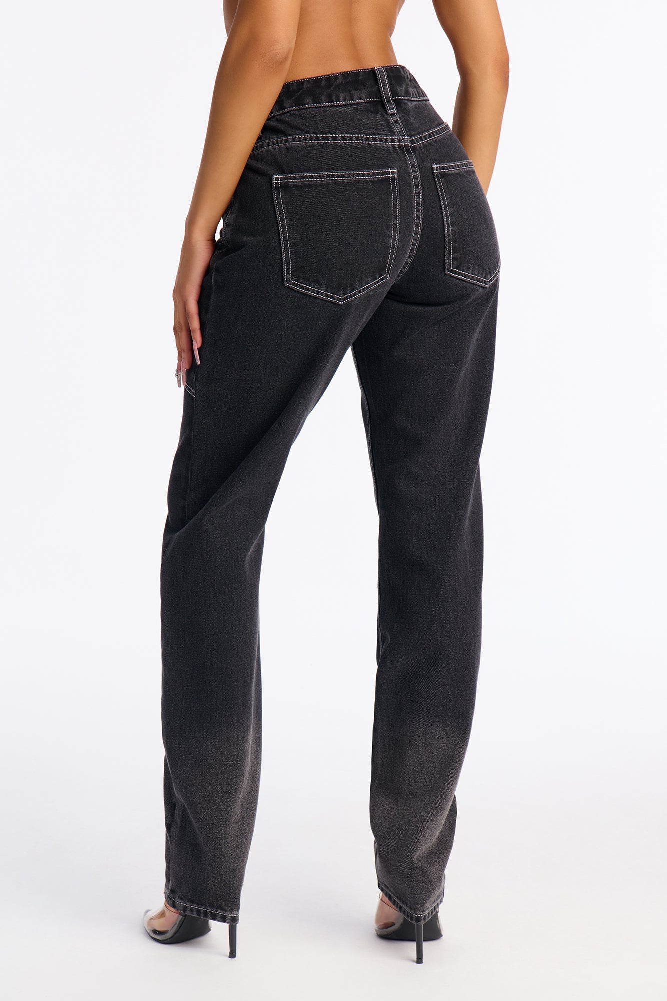 Smash Hit Seaming Straight Leg Jeans - Black Wash