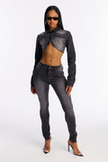 Ritzy & Glitzy Embellished Skinny Jeans - Black Wash