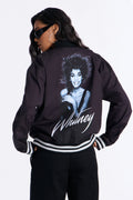Whitney Houston Smiles Bomber Jacket - Black