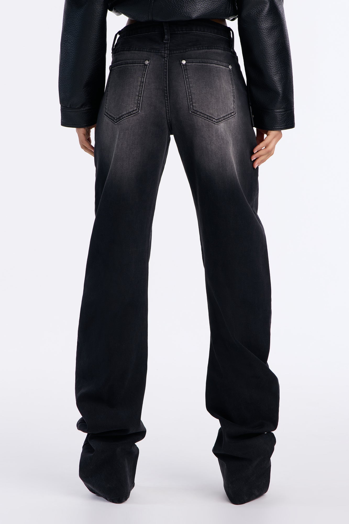 Party On Stacked Straight Leg Jeans - Black Wash