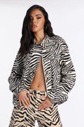 Zane Zebra Oversized Bomber Jacket - Black/White