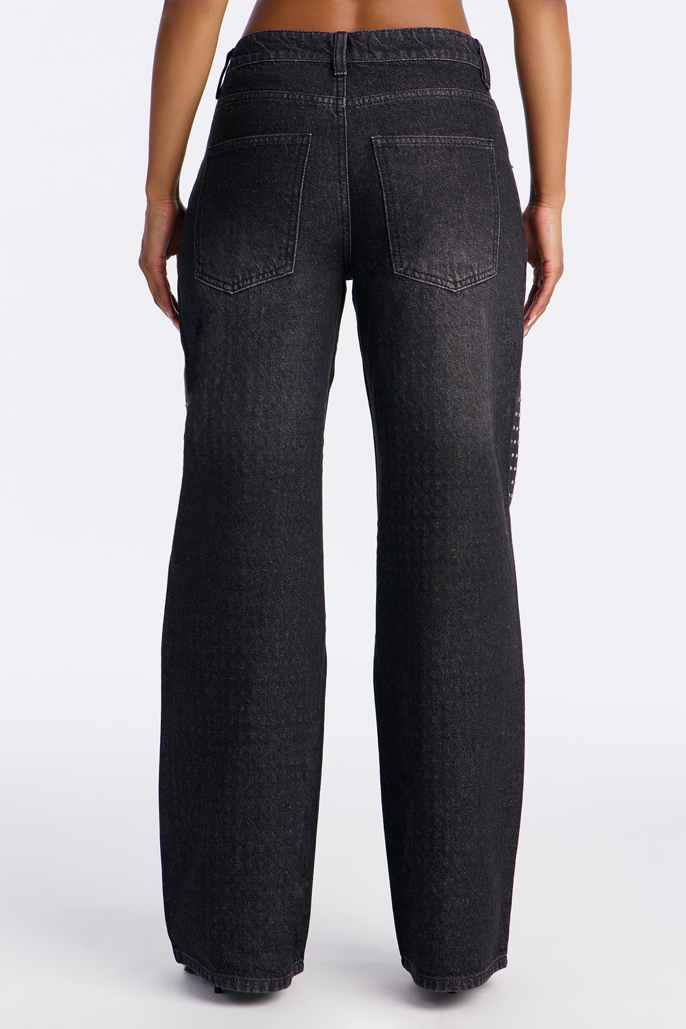 All That Sparkles Embellished Wide Leg Jeans - Black Wash