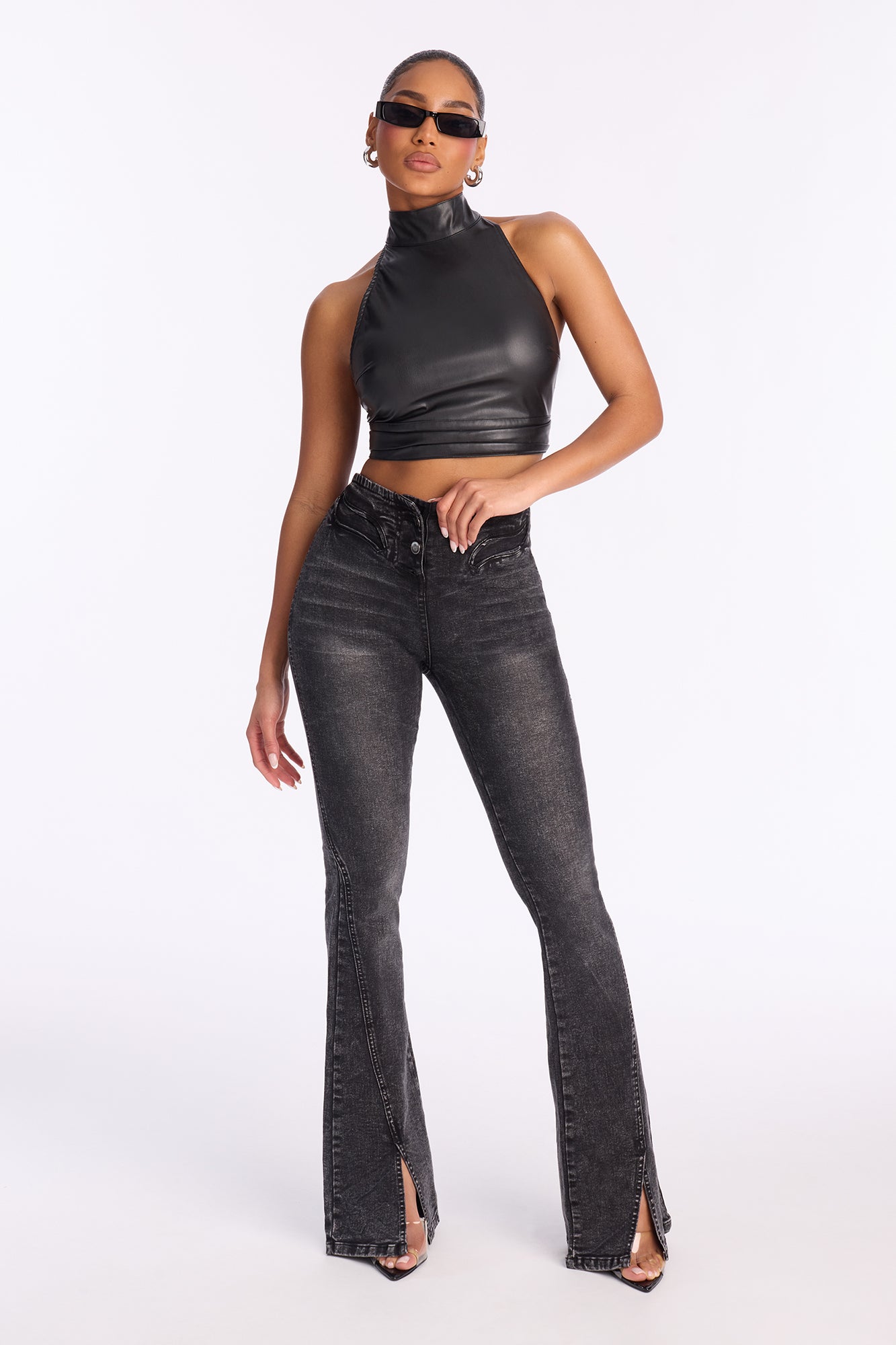 Undeniable Stretch Flare Jeans - Acid Wash Black