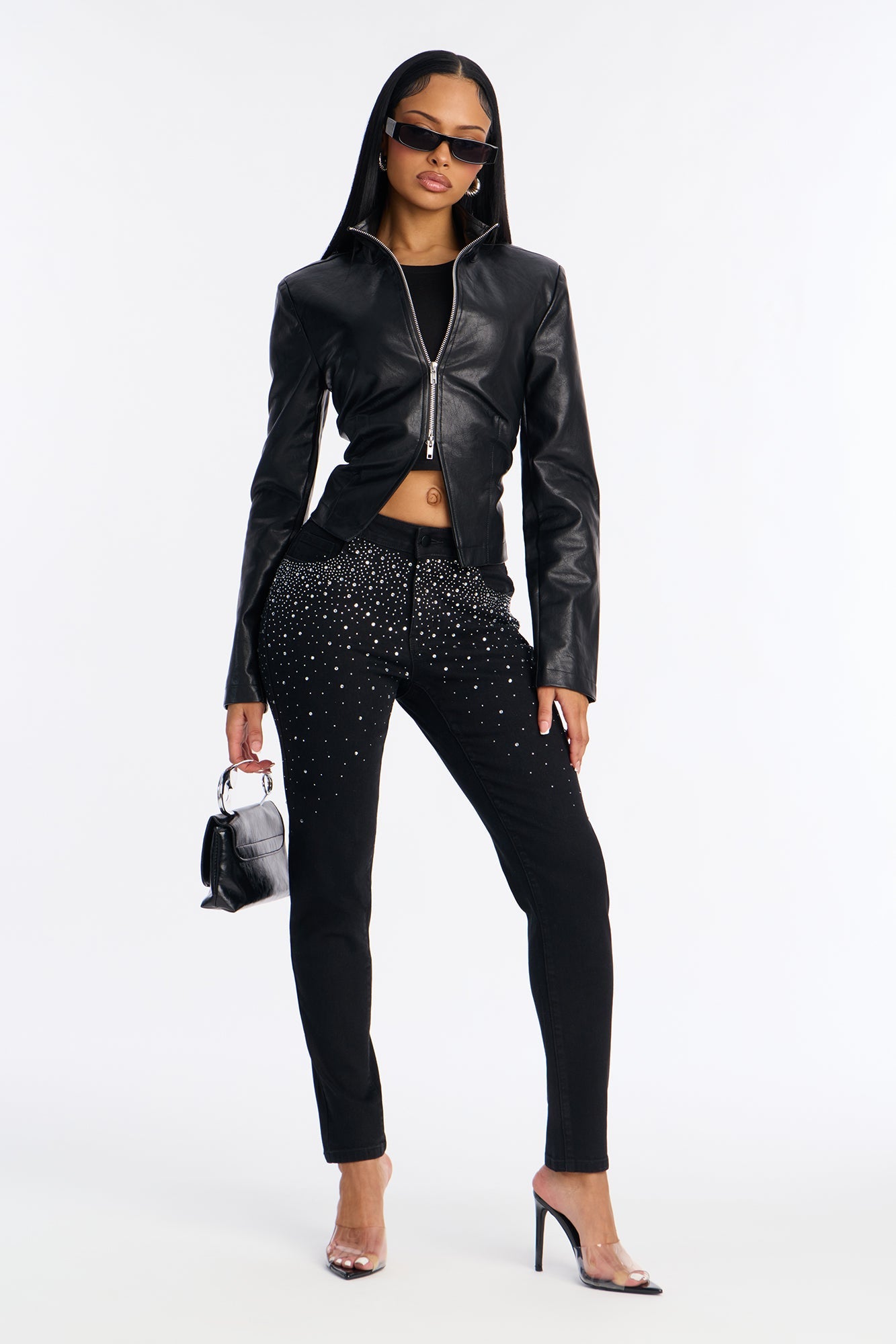 Glitz And Glamour Rhinestone Skinny Jeans - Black