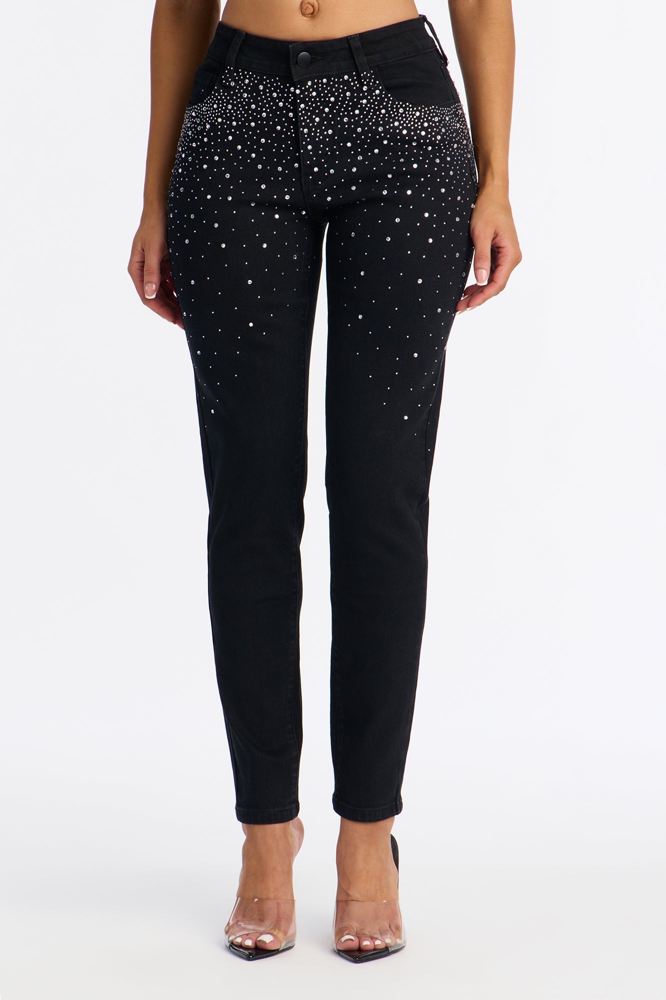 Glitz And Glamour Rhinestone Skinny Jeans - Black
