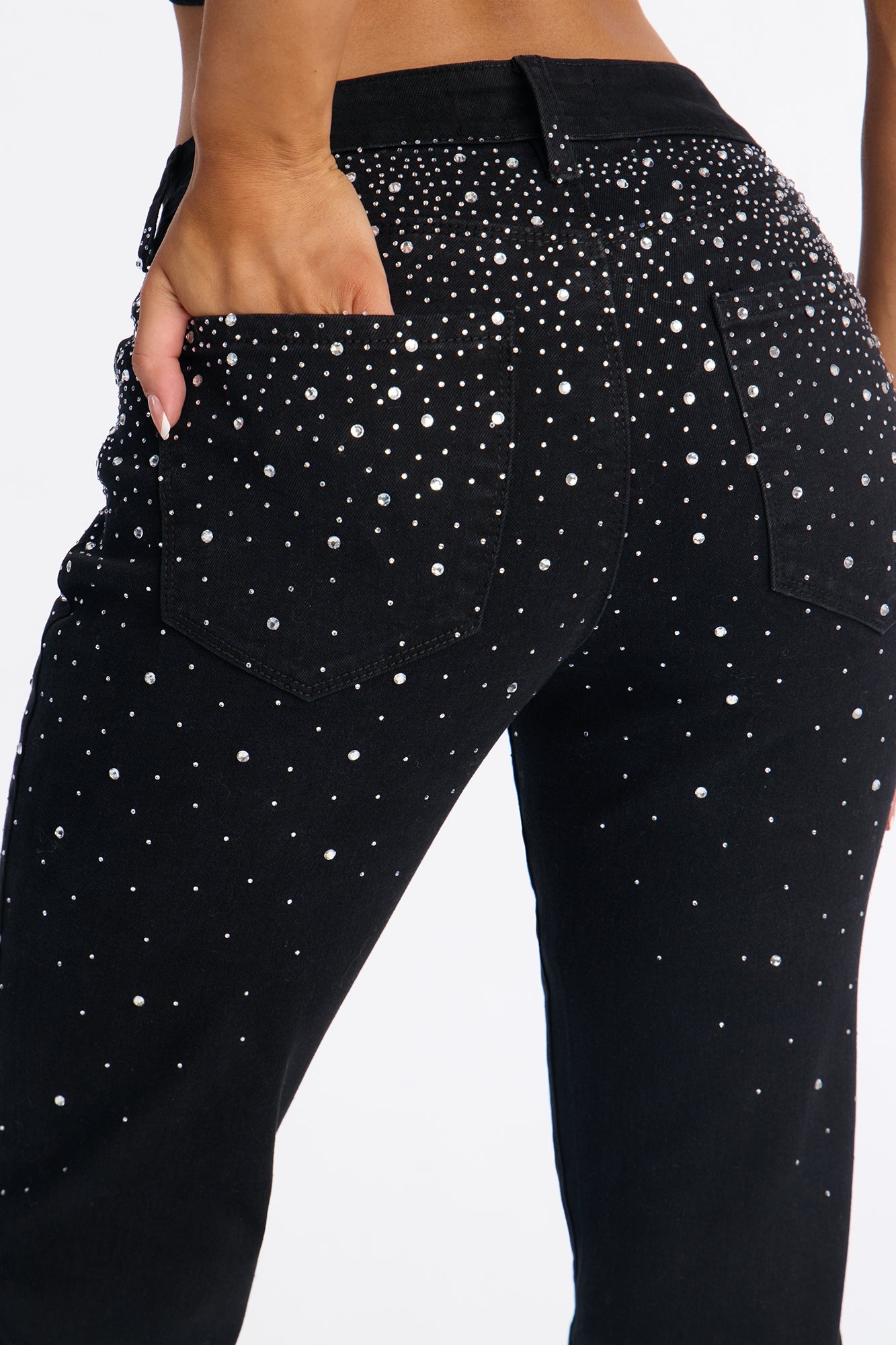 Glitz And Glamour Rhinestone Skinny Jeans - Black