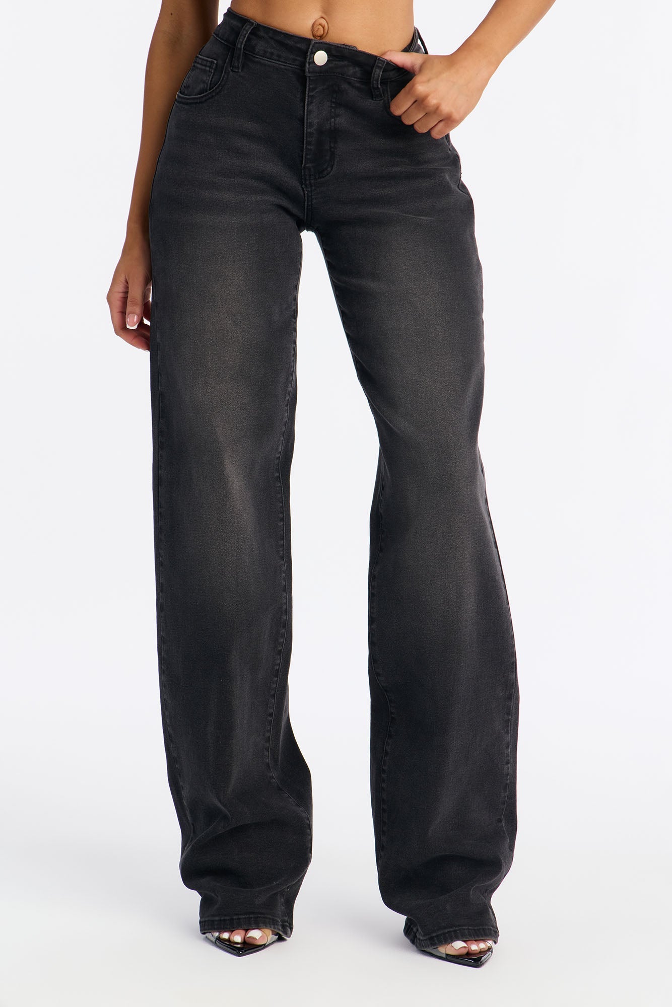 Tall Vita Low Waist Stretch Baggy Jeans - Black Wash