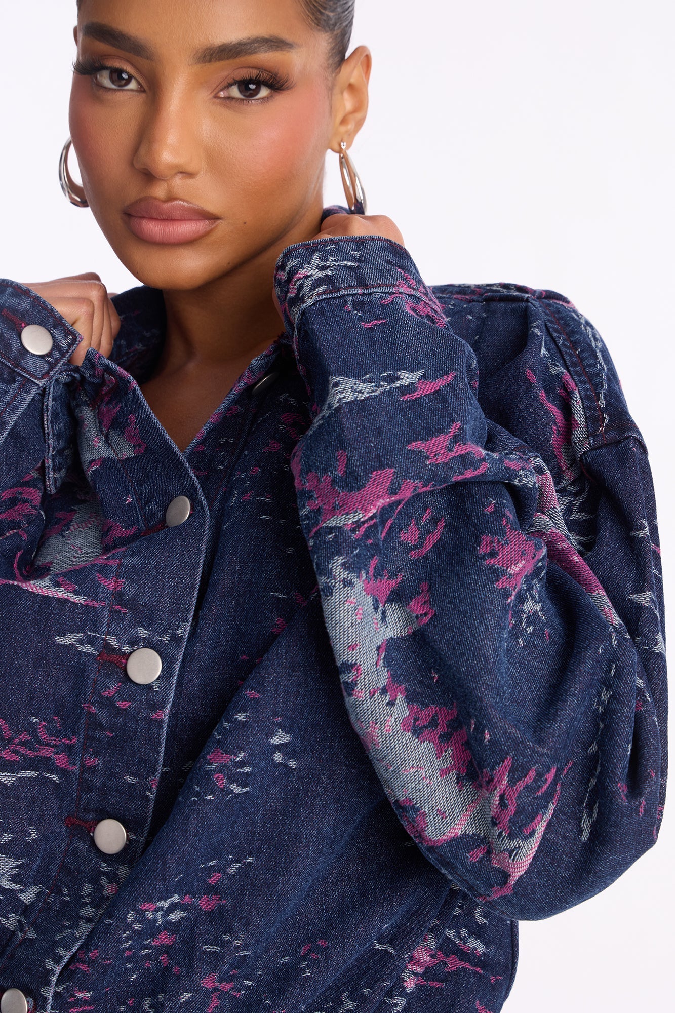 Whimsical Denim Bomber Jacket - Dark Denim