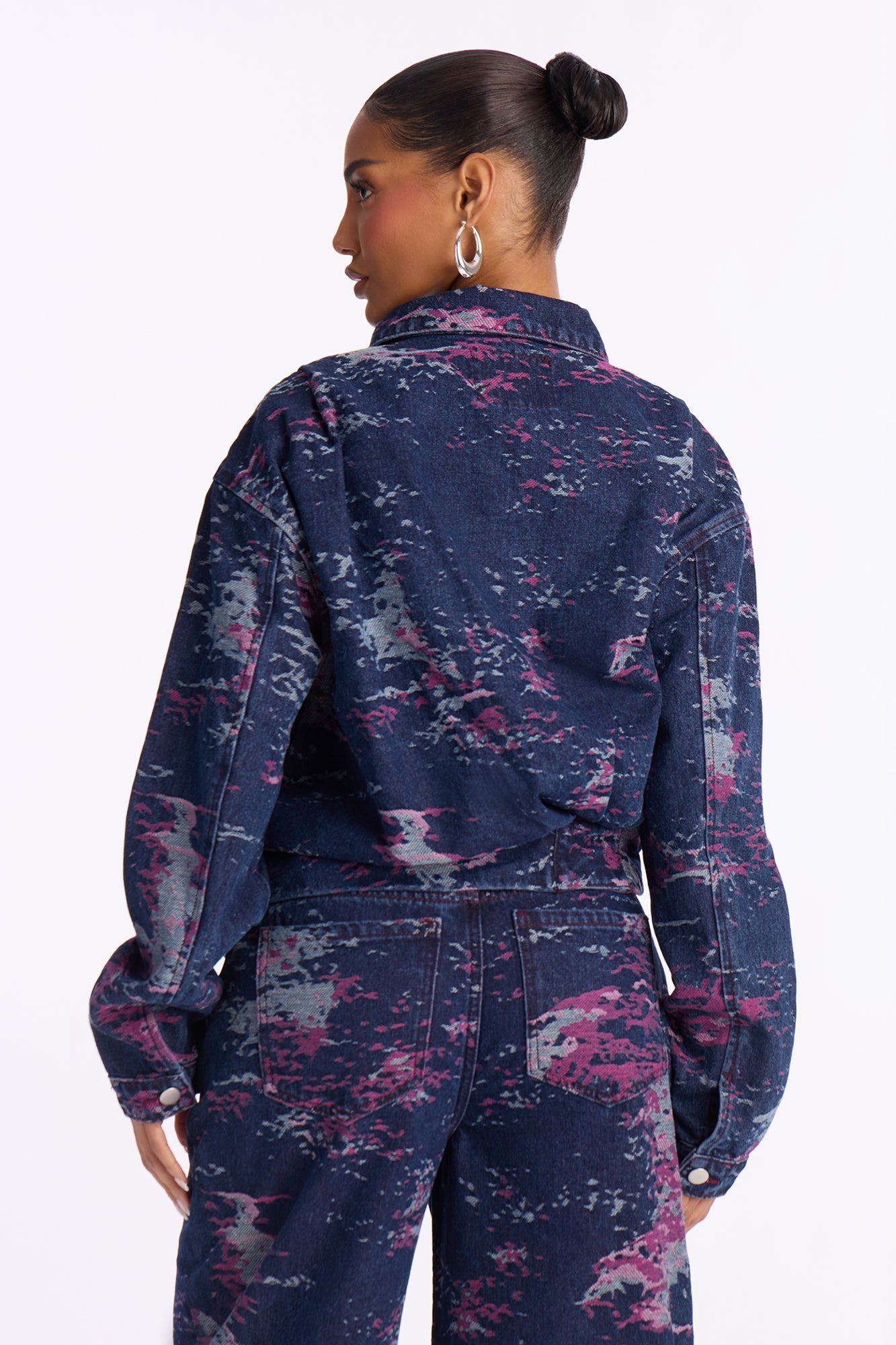 Whimsical Denim Bomber Jacket - Dark Denim