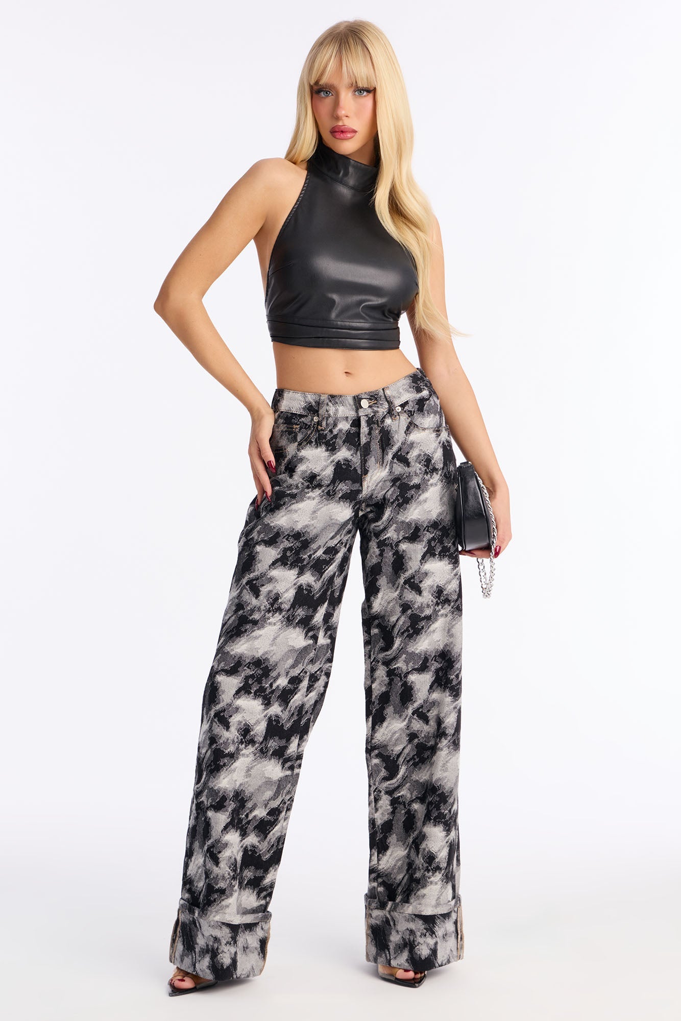 Aspiring Artist Patterned Wide Leg Jeans - Black/combo
