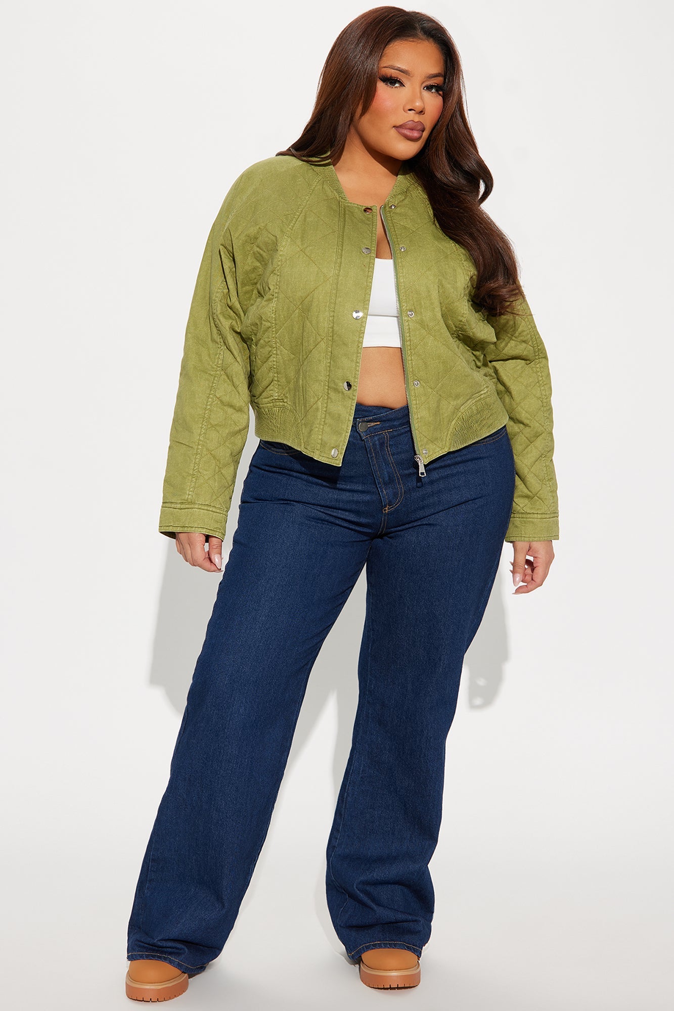 Mara Quilted Washed Bomber Jacket - Olive