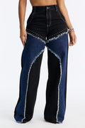 Home Town Hero Embellished Wide Leg Jeans - Black Wash