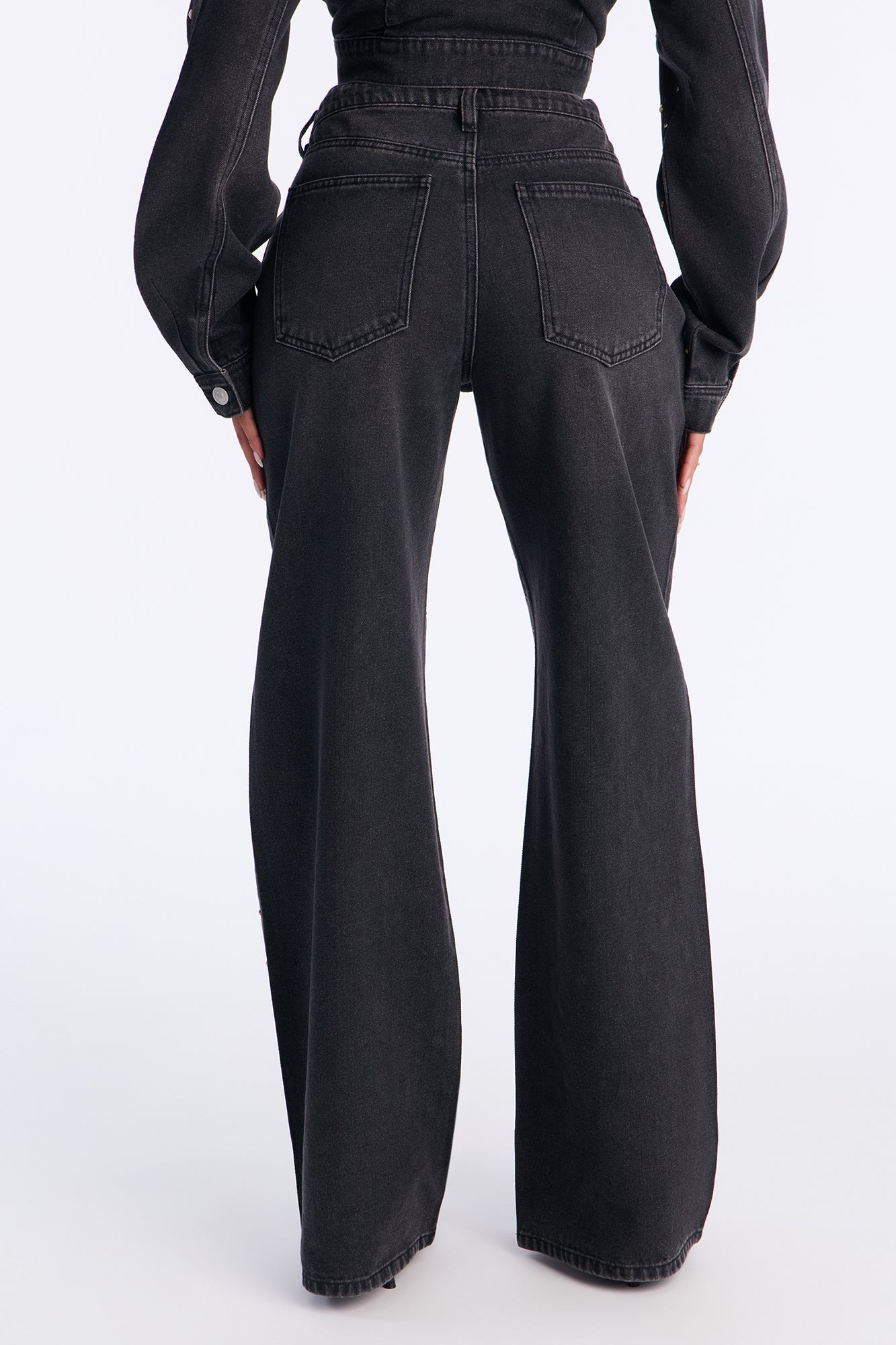 Full On Fabulous Embellished Wide Leg Jeans - Black Wash