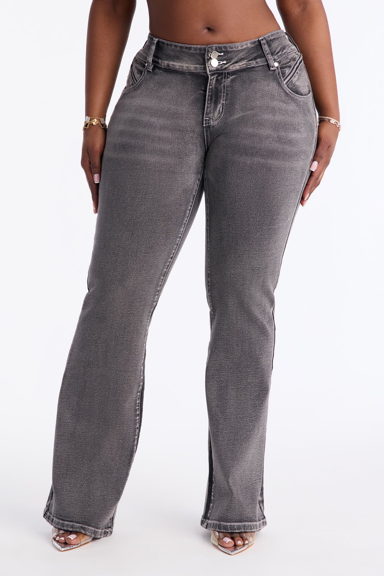 Y2K Stretch Flare Jeans - Black Wash