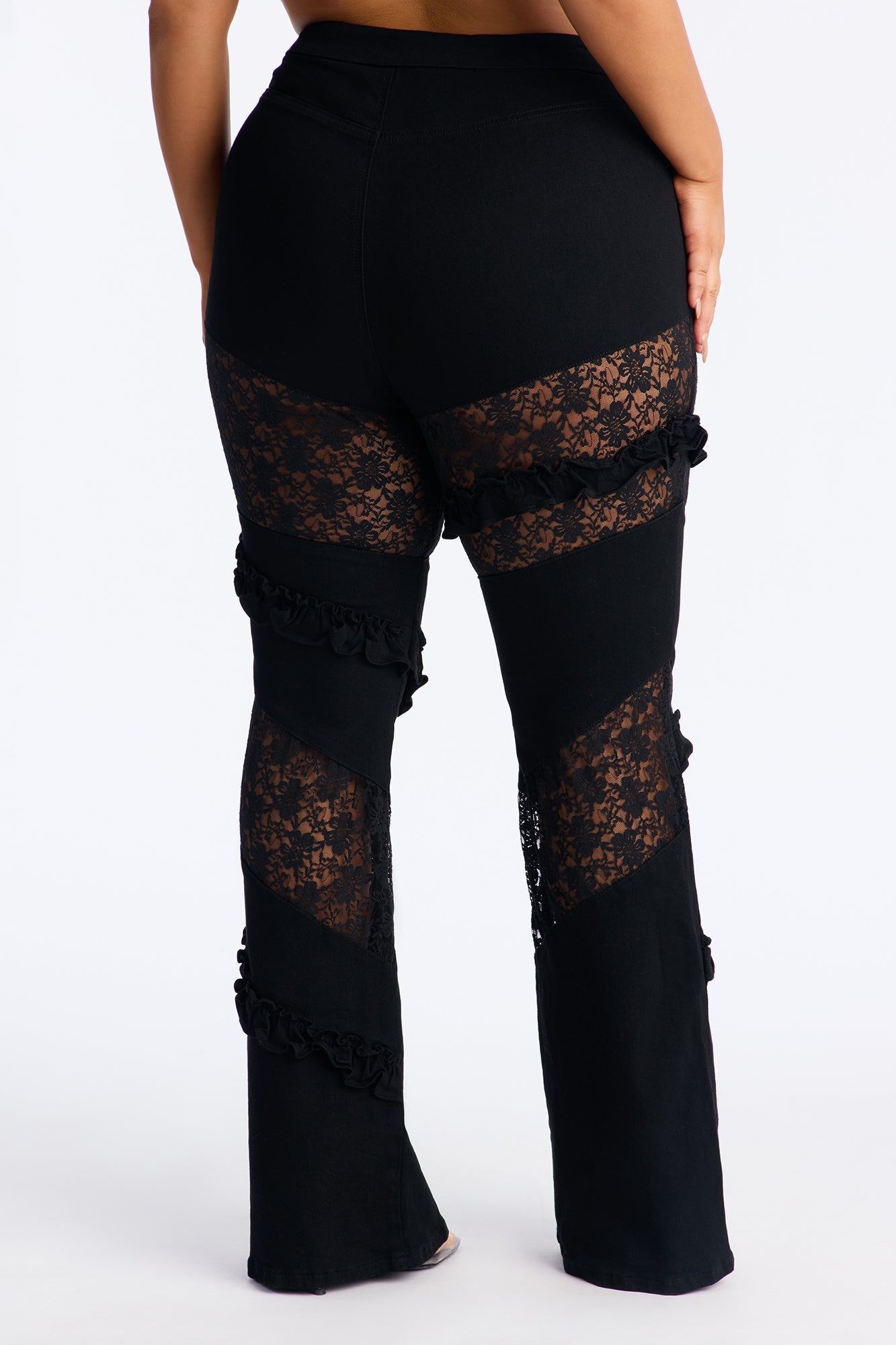 Dreamcatcher Lace Stretch Flare Jeans - Black