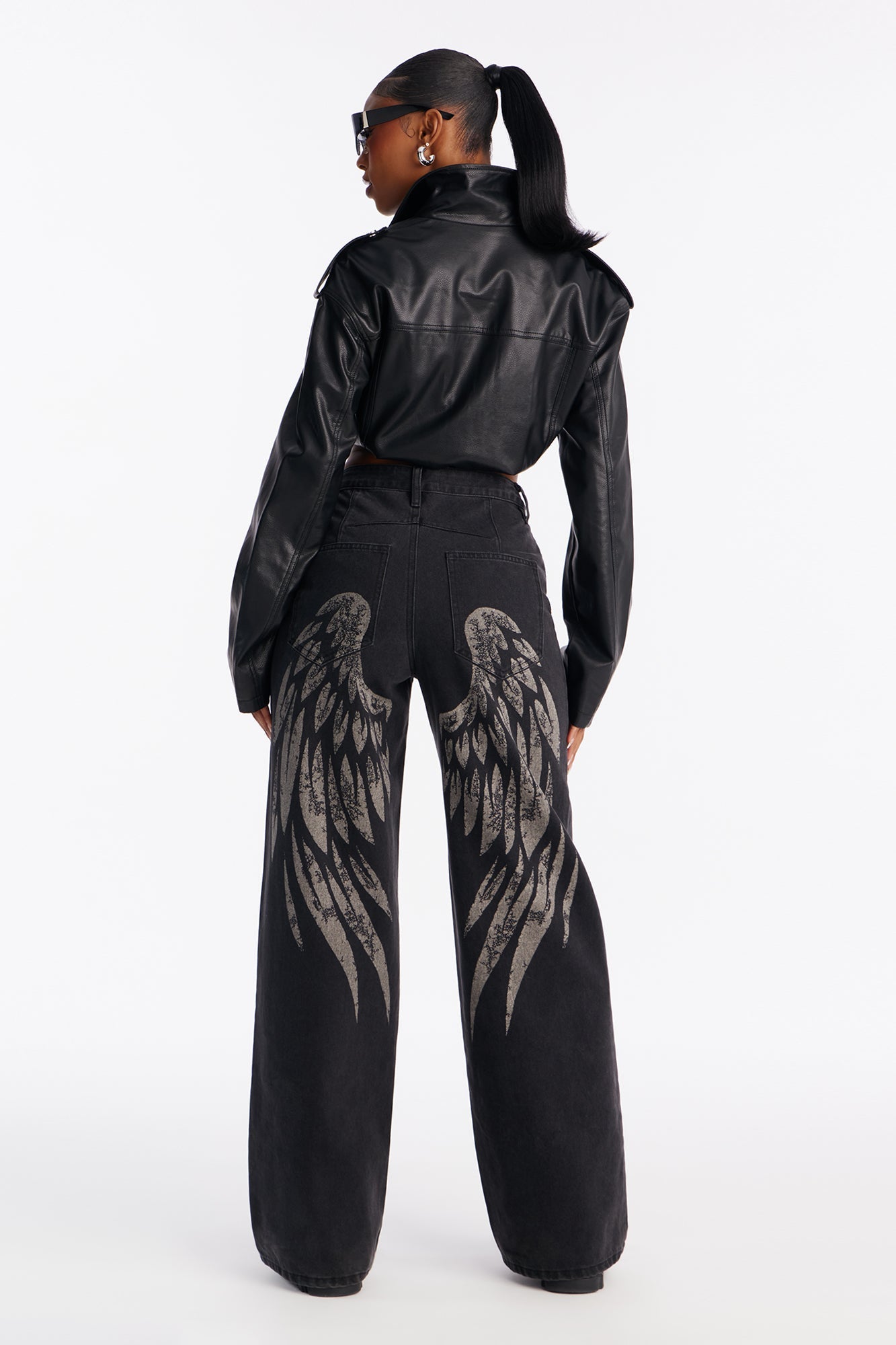 Always An Angel Printed Jeans - Black Wash