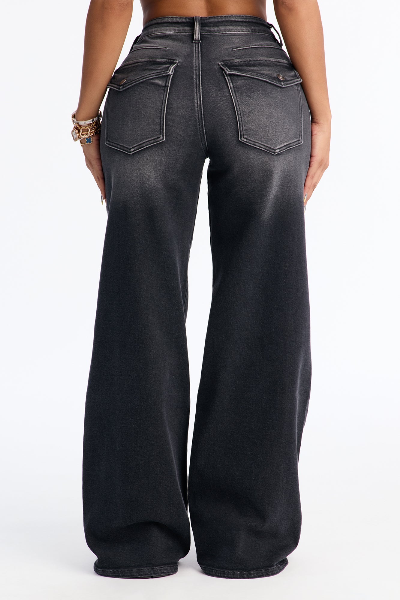 High Standards Stretch Wide Leg Jeans - Black Wash
