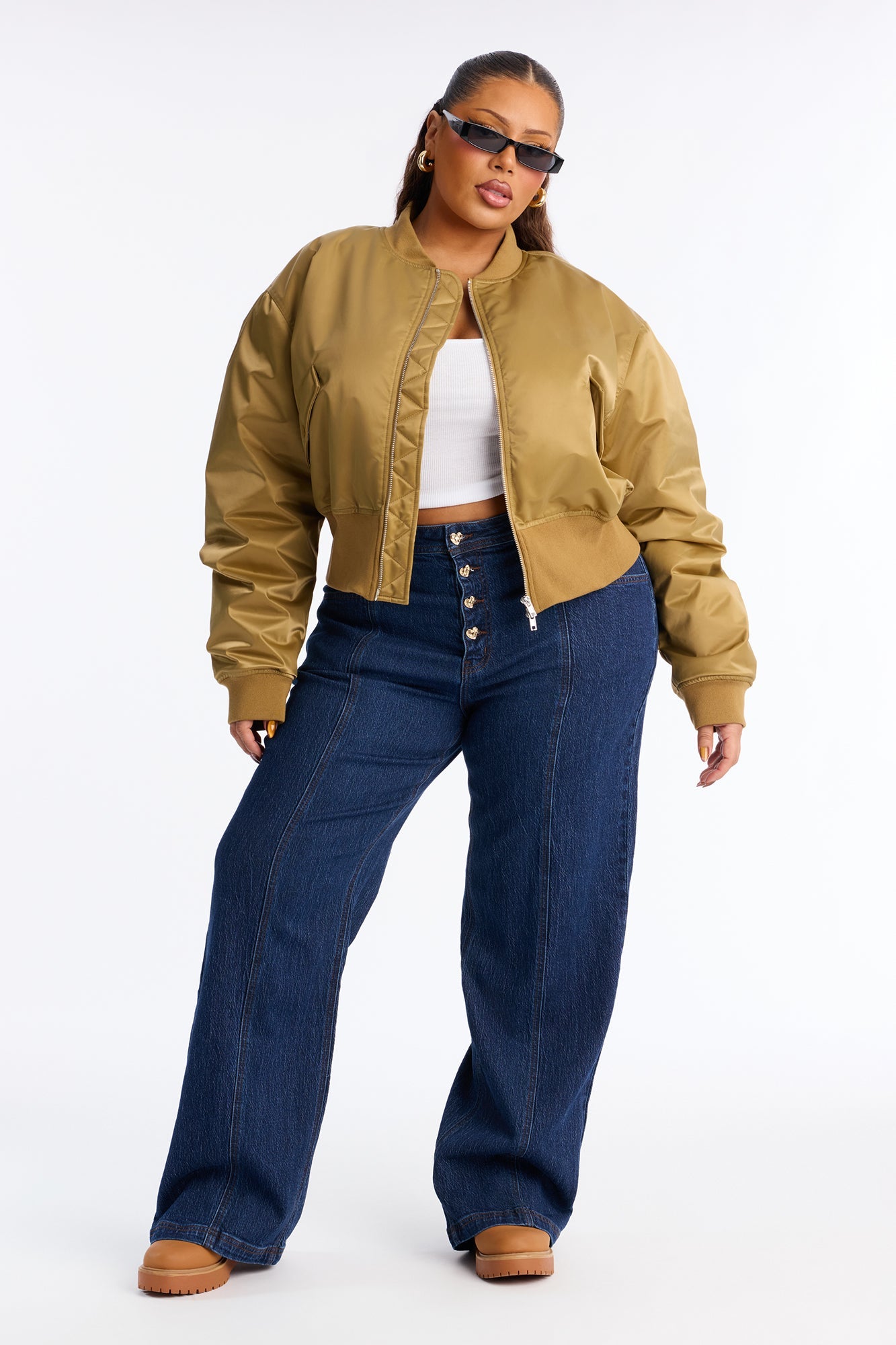Daily Dose Ruched Bomber Jacket - Gold