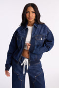 Legendary Striped Denim Jacket - Dark Wash