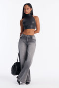 Crystal Clear Stretch Wide Leg Jeans - Black Wash