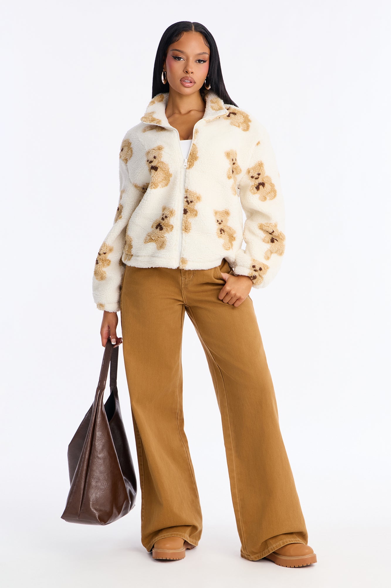 Cozy Cub Sherpa Bomber Jacket - Ivory/combo