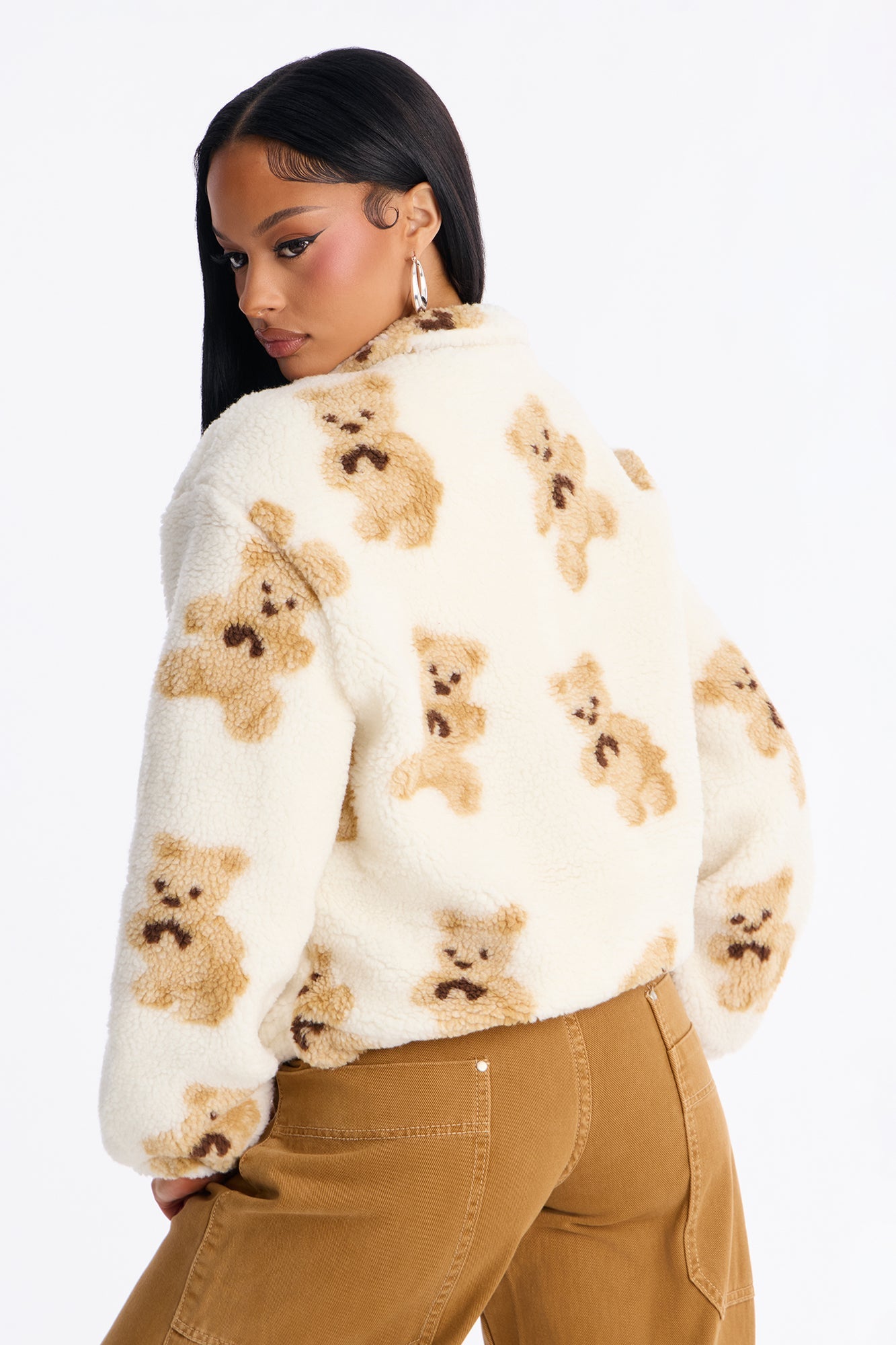 Cozy Cub Sherpa Bomber Jacket - Ivory/combo
