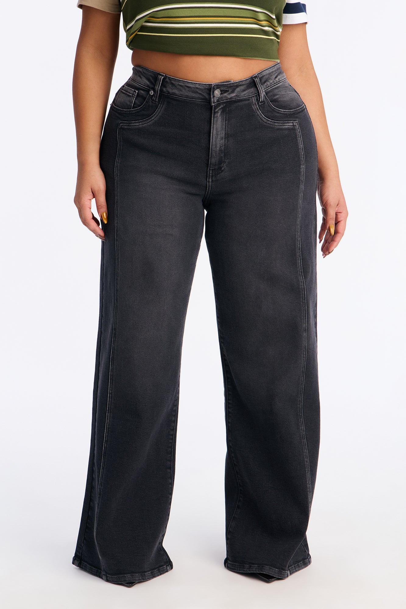 High Standards Stretch Wide Leg Jeans - Black Wash