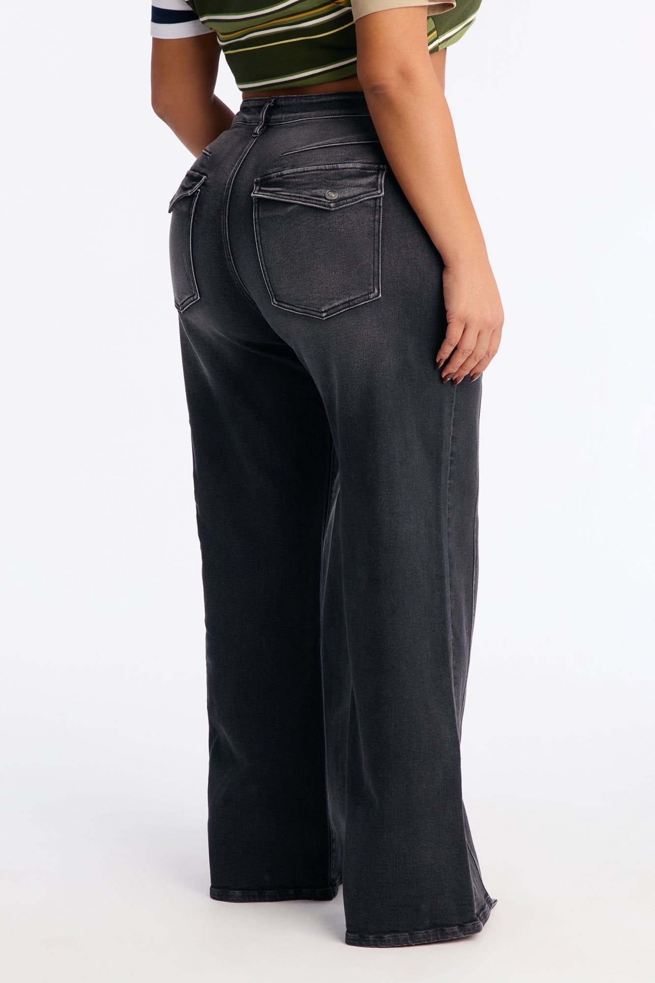High Standards Stretch Wide Leg Jeans - Black Wash