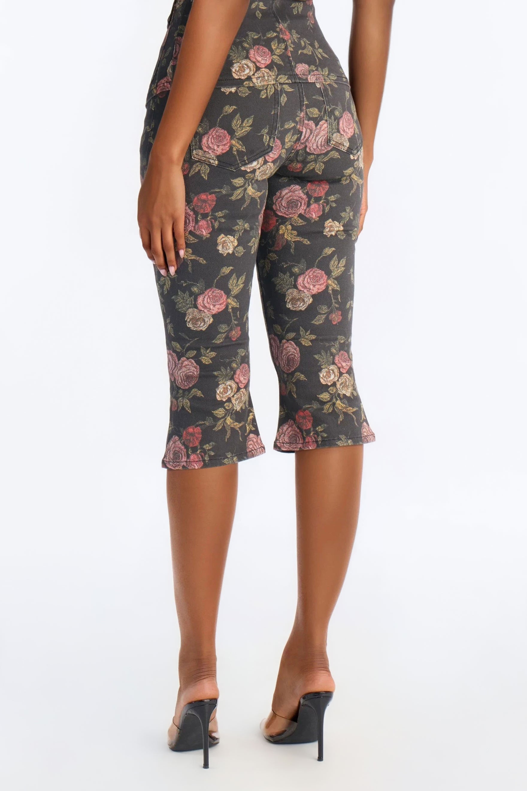 My Secret Garden Crop Flare Jeans - Black/combo
