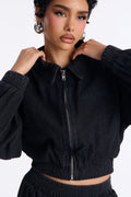 Rue du Bac Denim Bomber Jacket - Black Wash
