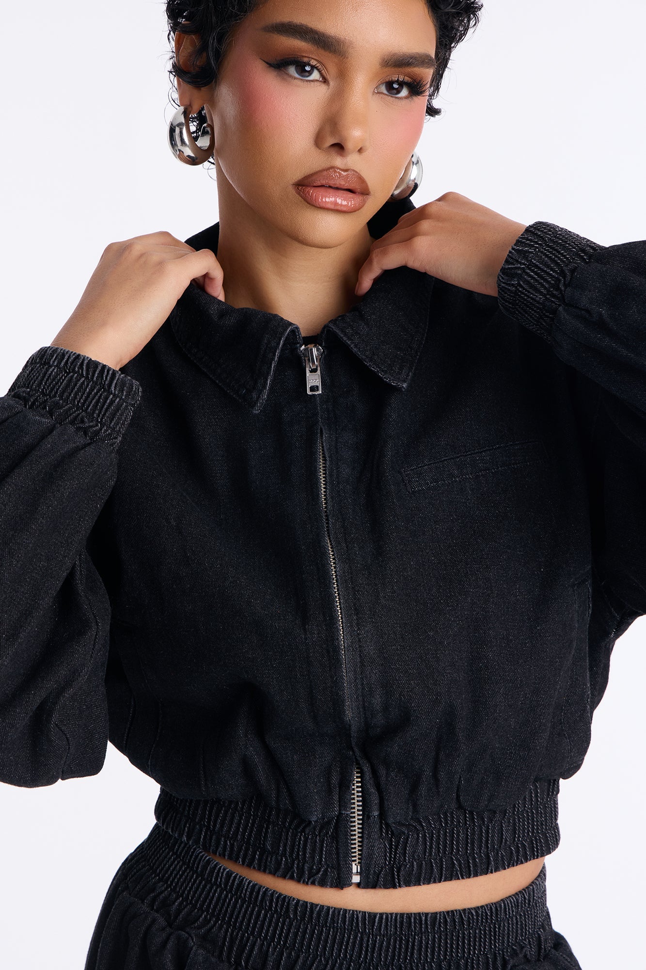 Rue du Bac Denim Bomber Jacket - Black Wash