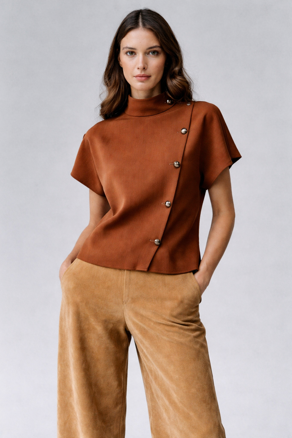 Camisa Cruzada Con Botones